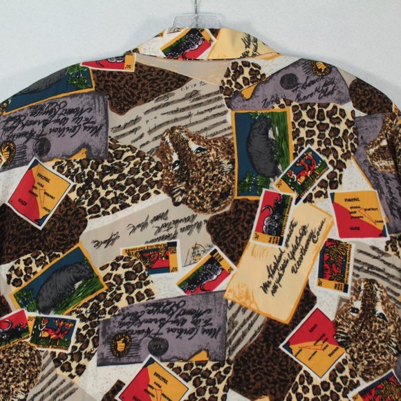 Vintage S. G. Sport Collection Top Women's 1X Busy All Over Print Blouse - Picture 14 of 15